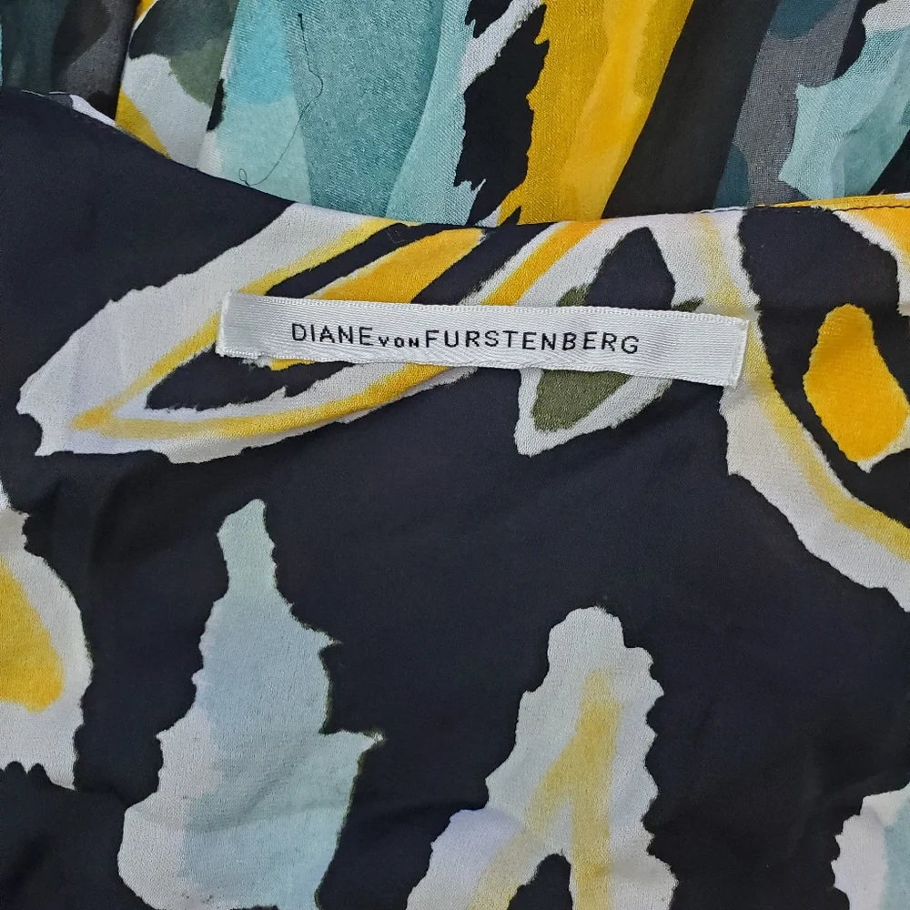 Diane Von Furstenberg Blue, Yellow and Black Floral Maxi Dress - Picture 6 of 10